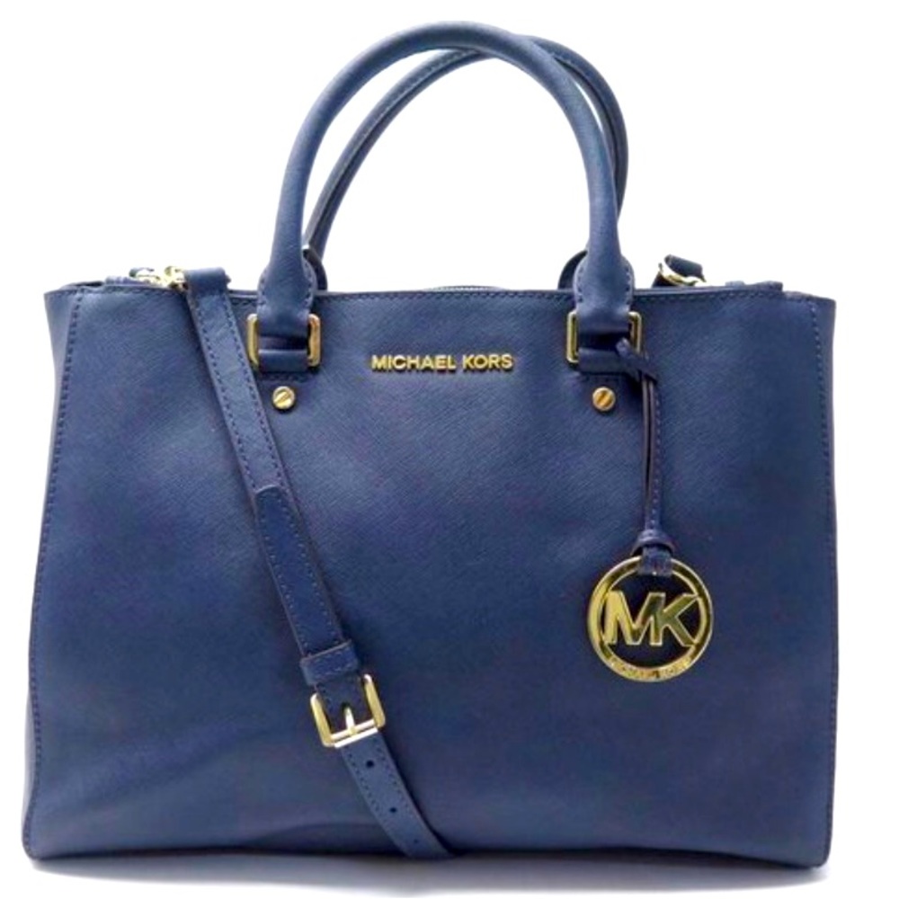 MICHAEL KORS Sutton saffiano leather women's satchel crossbody bag purse -Bleu